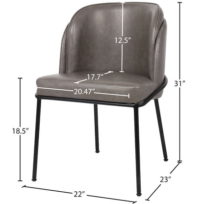 Jagger Grey Vegan Leather Dining Chair, Set of 2
