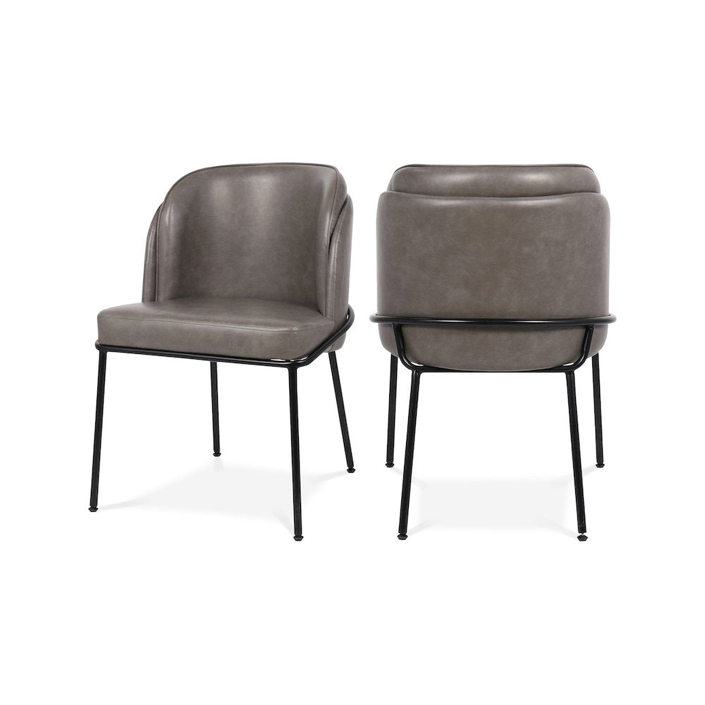 Jagger Grey Vegan Leather Dining Chair, Set of 2