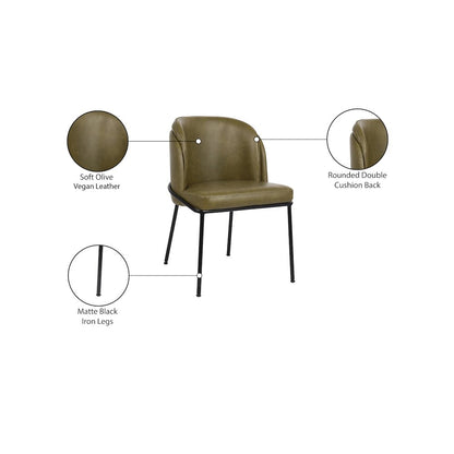 Jagger Olive Vegan Leather Dining Chair, Set of 2