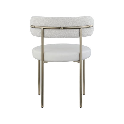 Beacon Cream Vegan Leather and Boucle Fabric Dining Chair, Set of 2