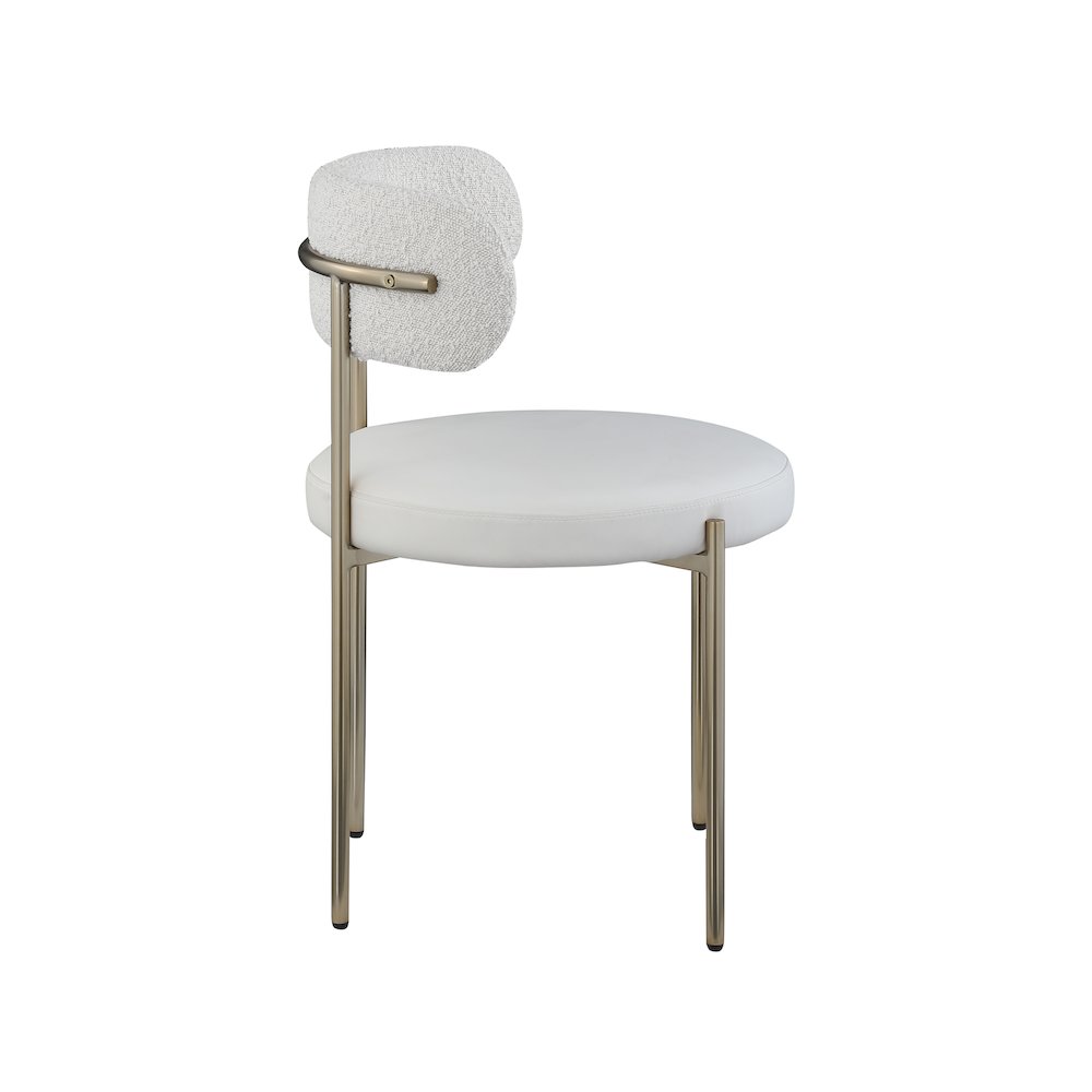 Beacon Cream Vegan Leather and Boucle Fabric Dining Chair, Set of 2