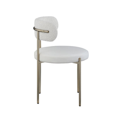 Beacon Cream Vegan Leather and Boucle Fabric Dining Chair, Set of 2