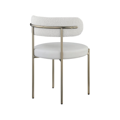Beacon Cream Vegan Leather and Boucle Fabric Dining Chair, Set of 2