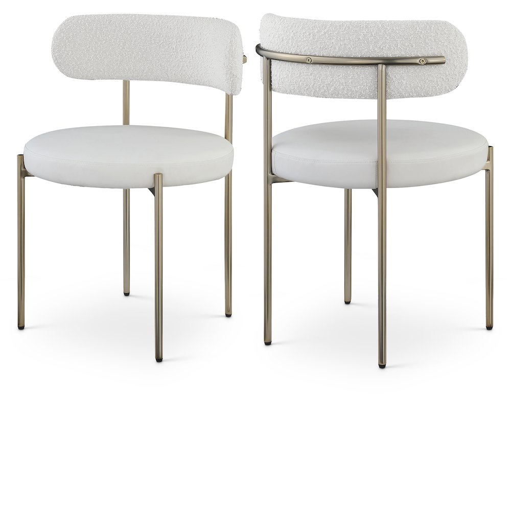 Beacon Cream Vegan Leather and Boucle Fabric Dining Chair, Set of 2