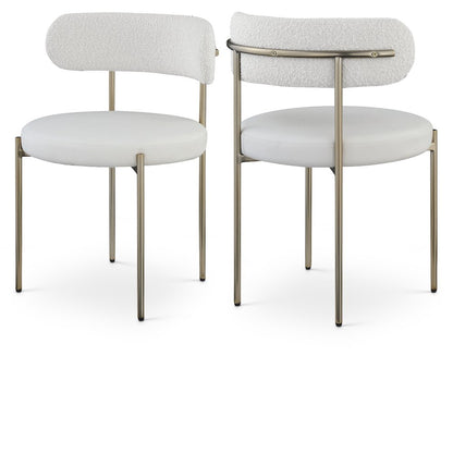 Beacon Cream Vegan Leather and Boucle Fabric Dining Chair, Set of 2