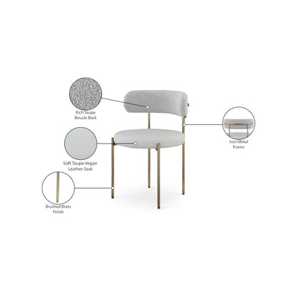 Beacon Taupe Vegan Leather and Boucle Fabric Dining Chair, Set of 2
