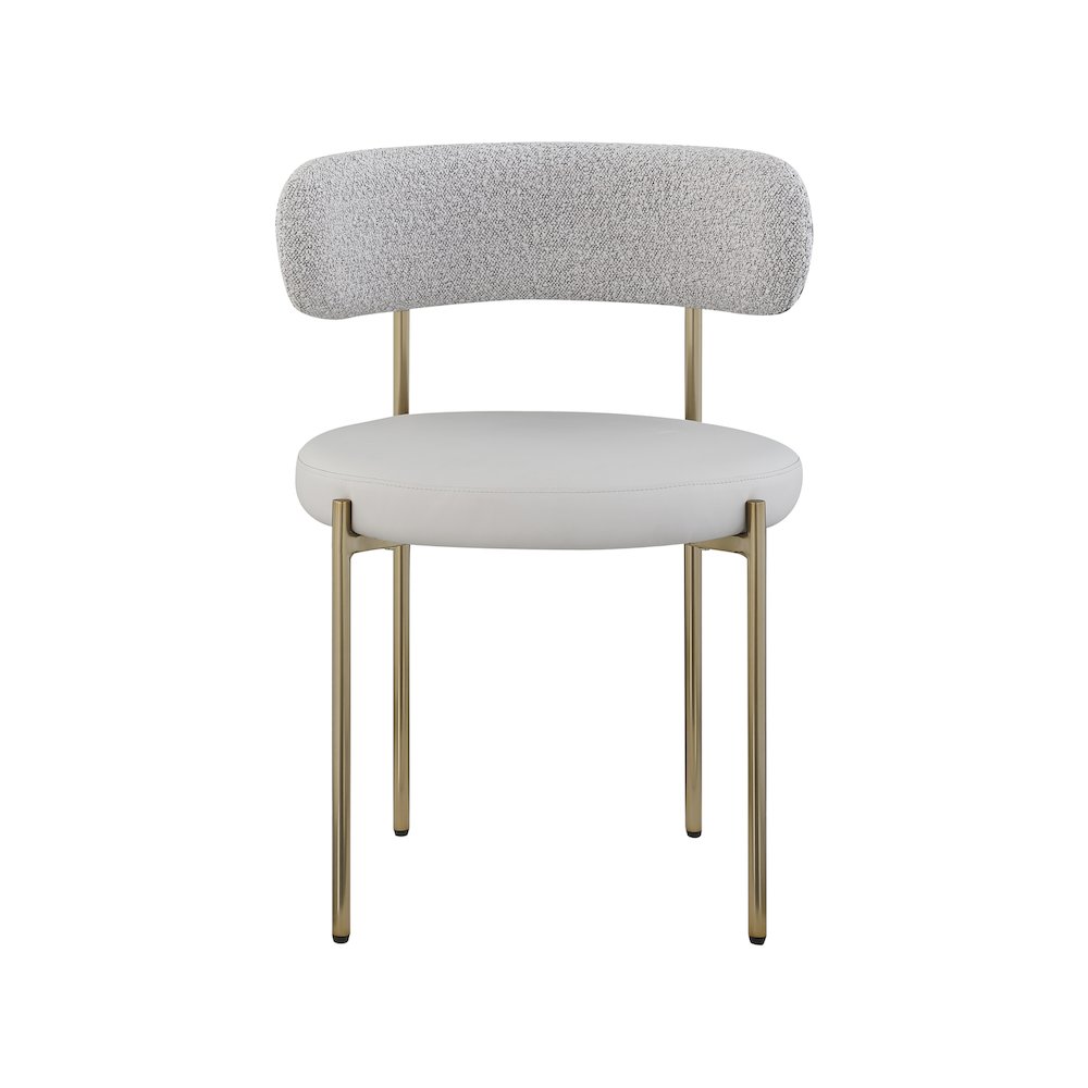 Beacon Taupe Vegan Leather and Boucle Fabric Dining Chair, Set of 2