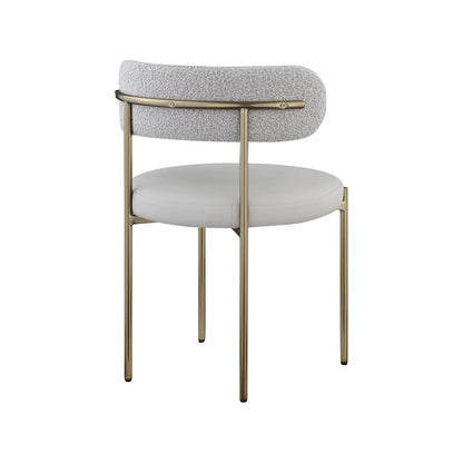Beacon Taupe Vegan Leather and Boucle Fabric Dining Chair, Set of 2
