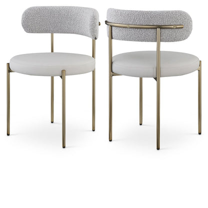 Beacon Taupe Vegan Leather and Boucle Fabric Dining Chair, Set of 2
