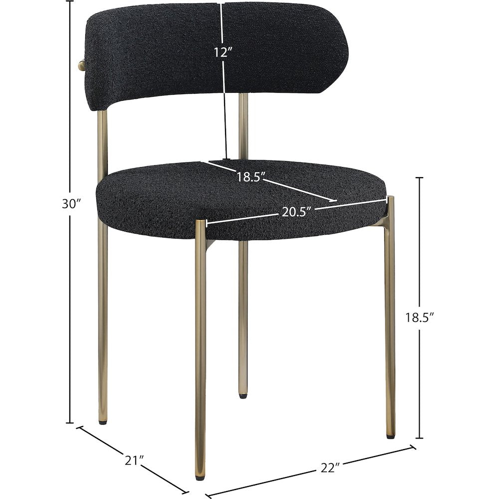 Beacon Black Boucle Fabric Dining Chair, Set of 2