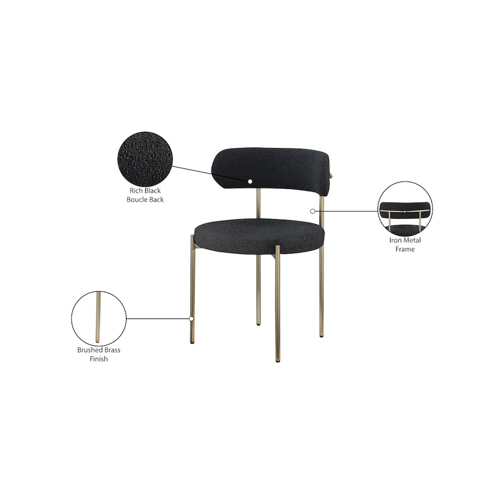 Beacon Black Boucle Fabric Dining Chair, Set of 2