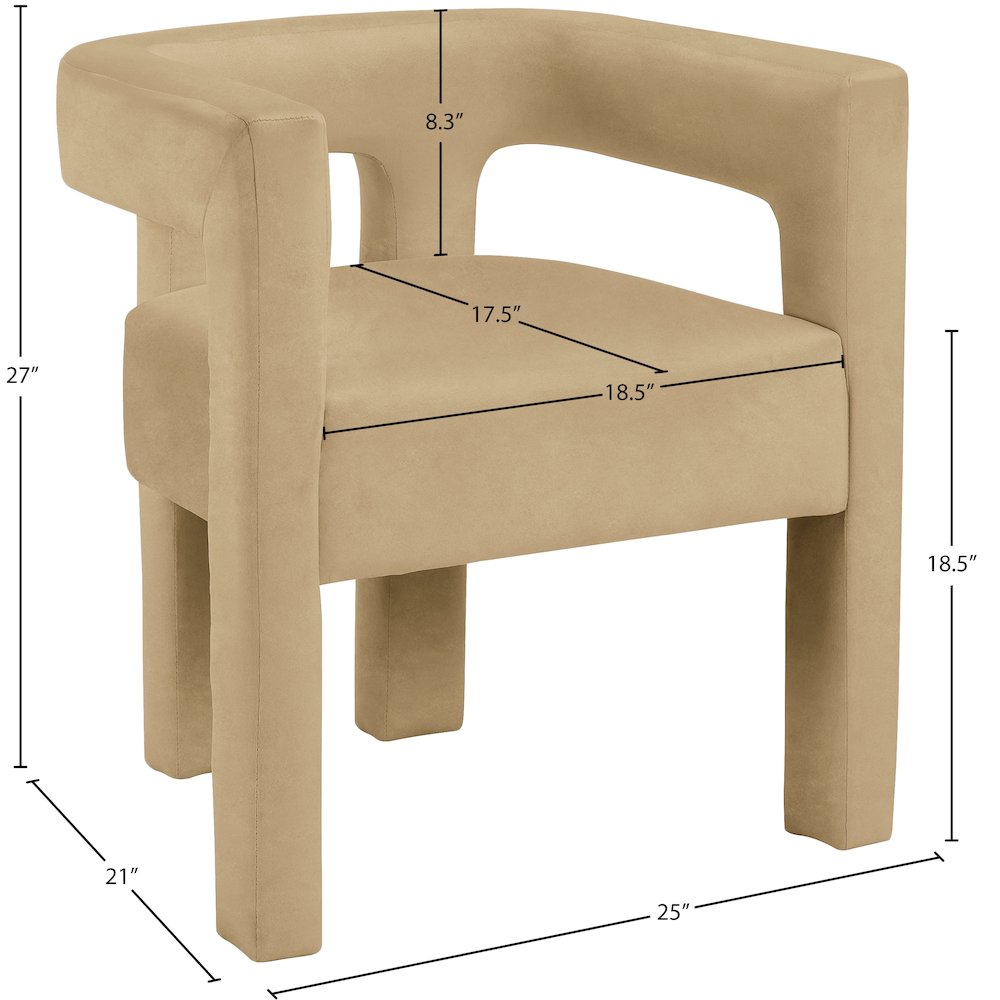Athena Camel Velvet Dining Chair