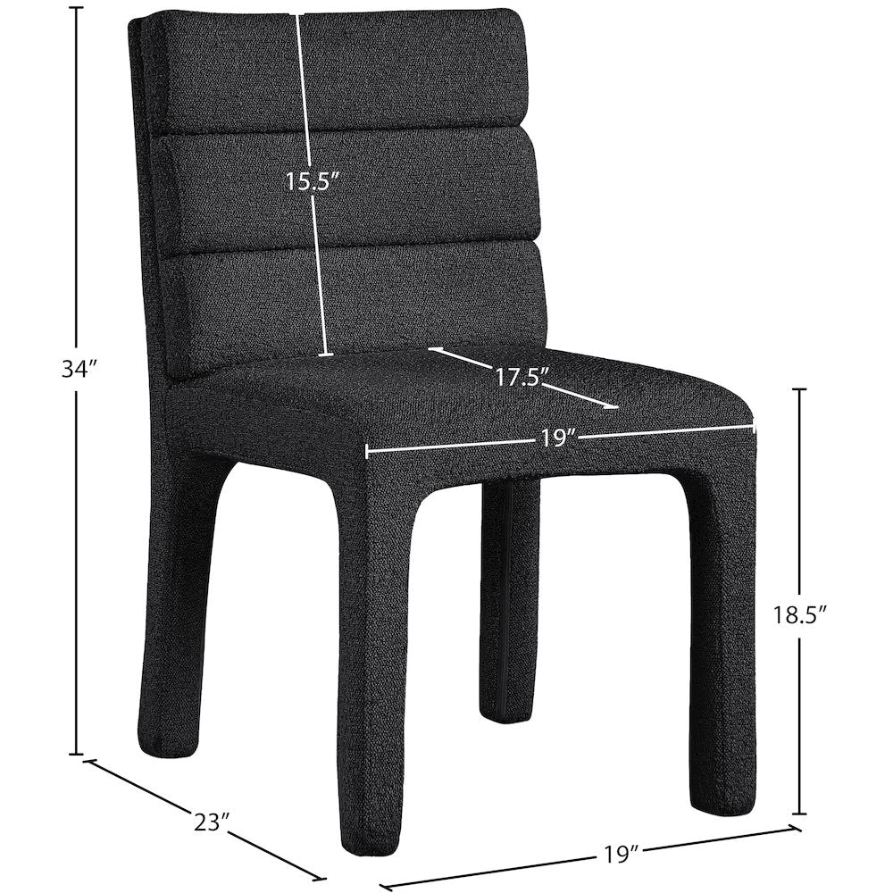 Kai Black Boucle Fabric Dining Chair, Set of 2