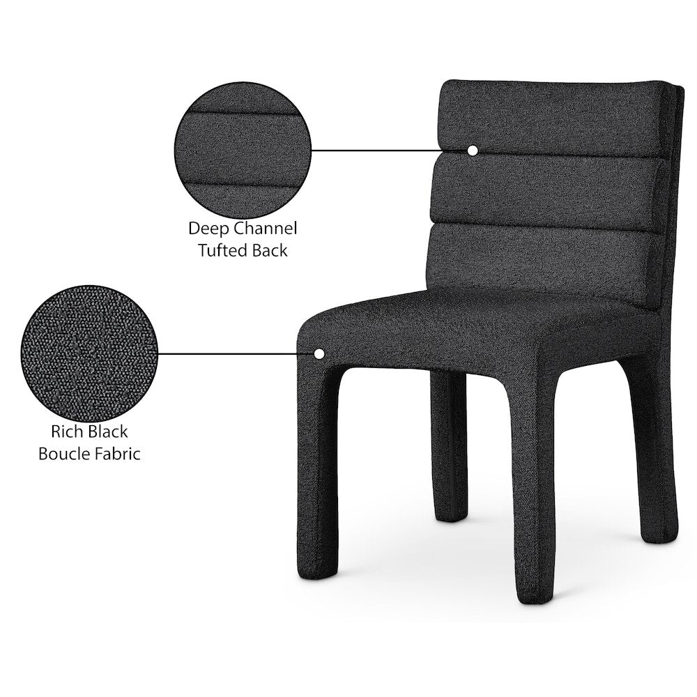 Kai Black Boucle Fabric Dining Chair, Set of 2