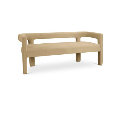 Athena Camel Velvet Bench