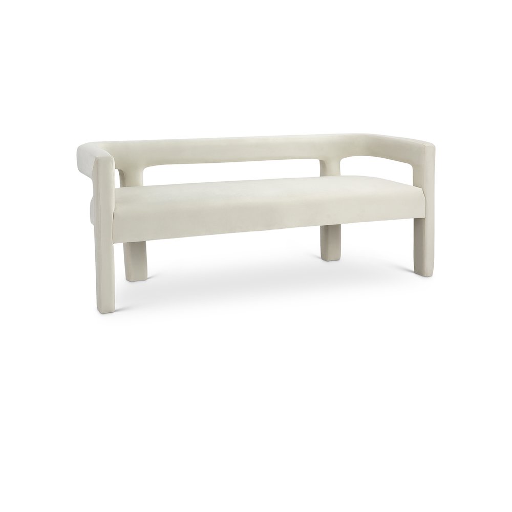 Athena Cream Velvet Bench