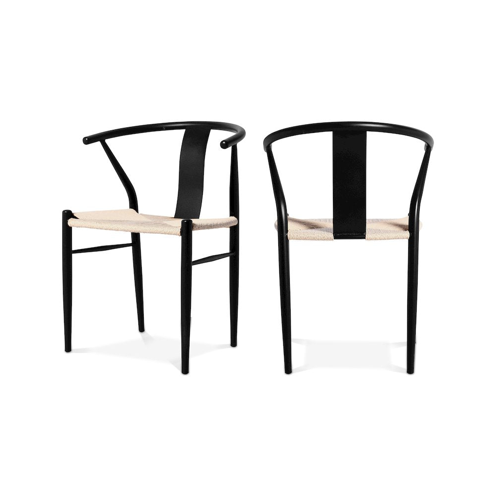 Beck Beige Hand Woven Rope Dining Chair, Set of 2