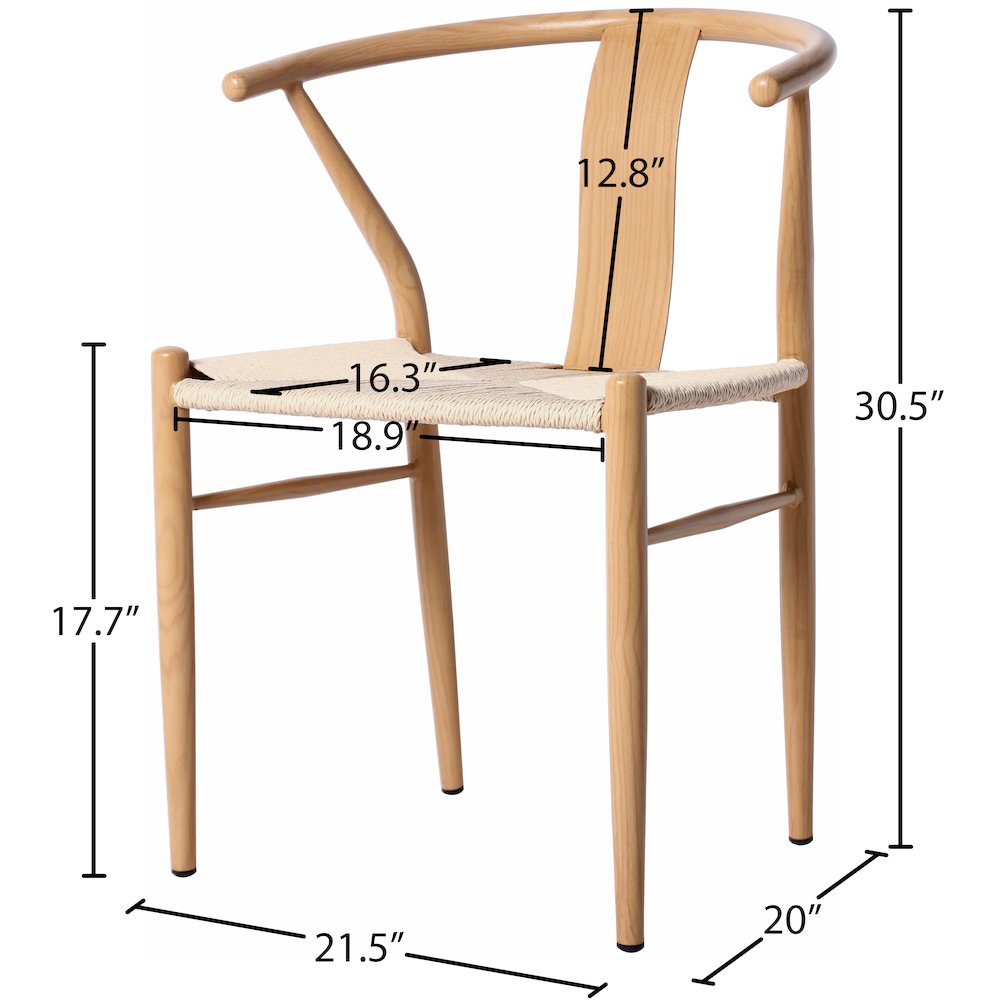 Beck Beige Hand Woven Rope Dining Chair, Set of 2