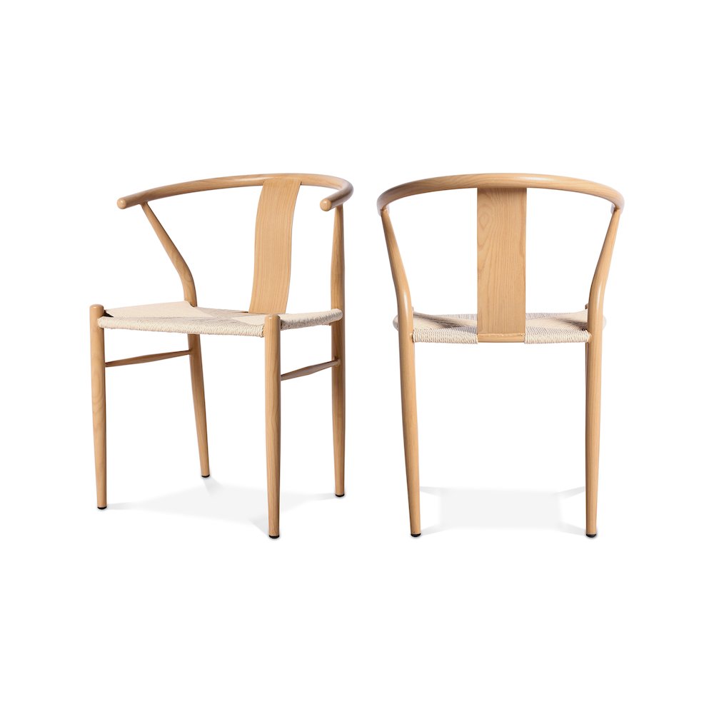 Beck Beige Hand Woven Rope Dining Chair, Set of 2