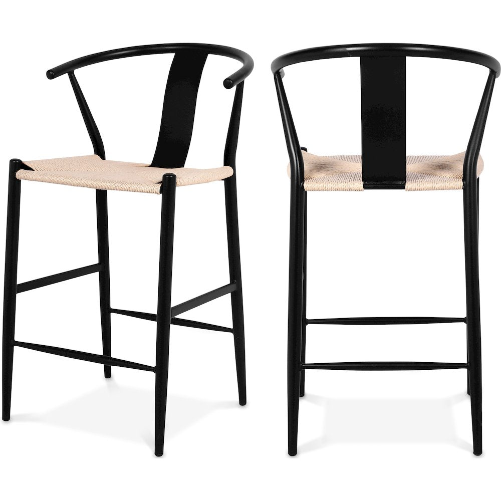 Beck Beige Hand Woven Rope Stool, Set of 2