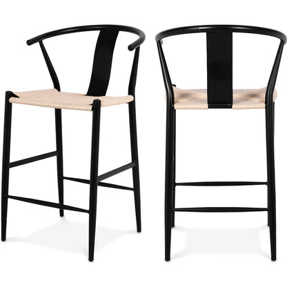 Beck Beige Hand Woven Rope Stool, Set of 2