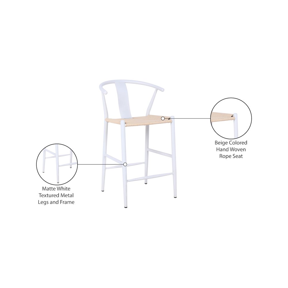 Beck Beige Hand Woven Rope Stool, Set of 2