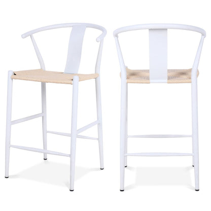 Beck Beige Hand Woven Rope Stool, Set of 2