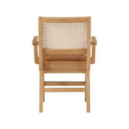 Abby Cognac Vegan Leather Dining Arm Chair, Set of 2