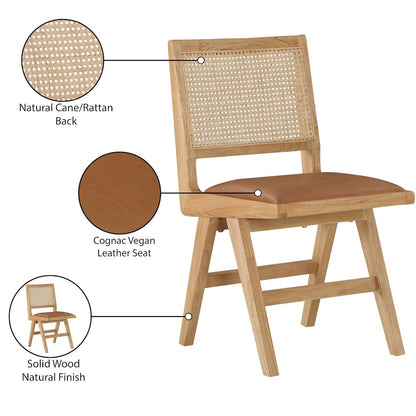 Abby Cognac Vegan Leather Dining Side Chair, Set of 2