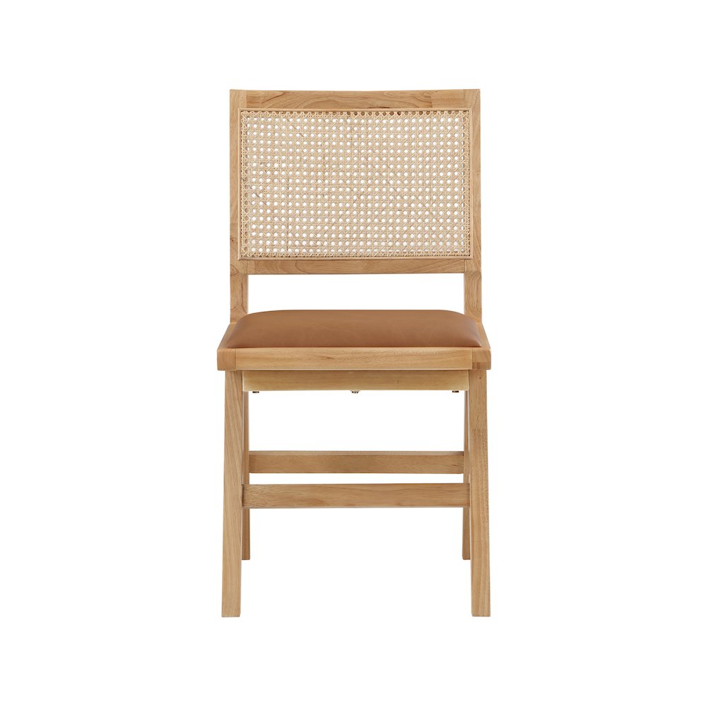 Abby Cognac Vegan Leather Dining Side Chair, Set of 2