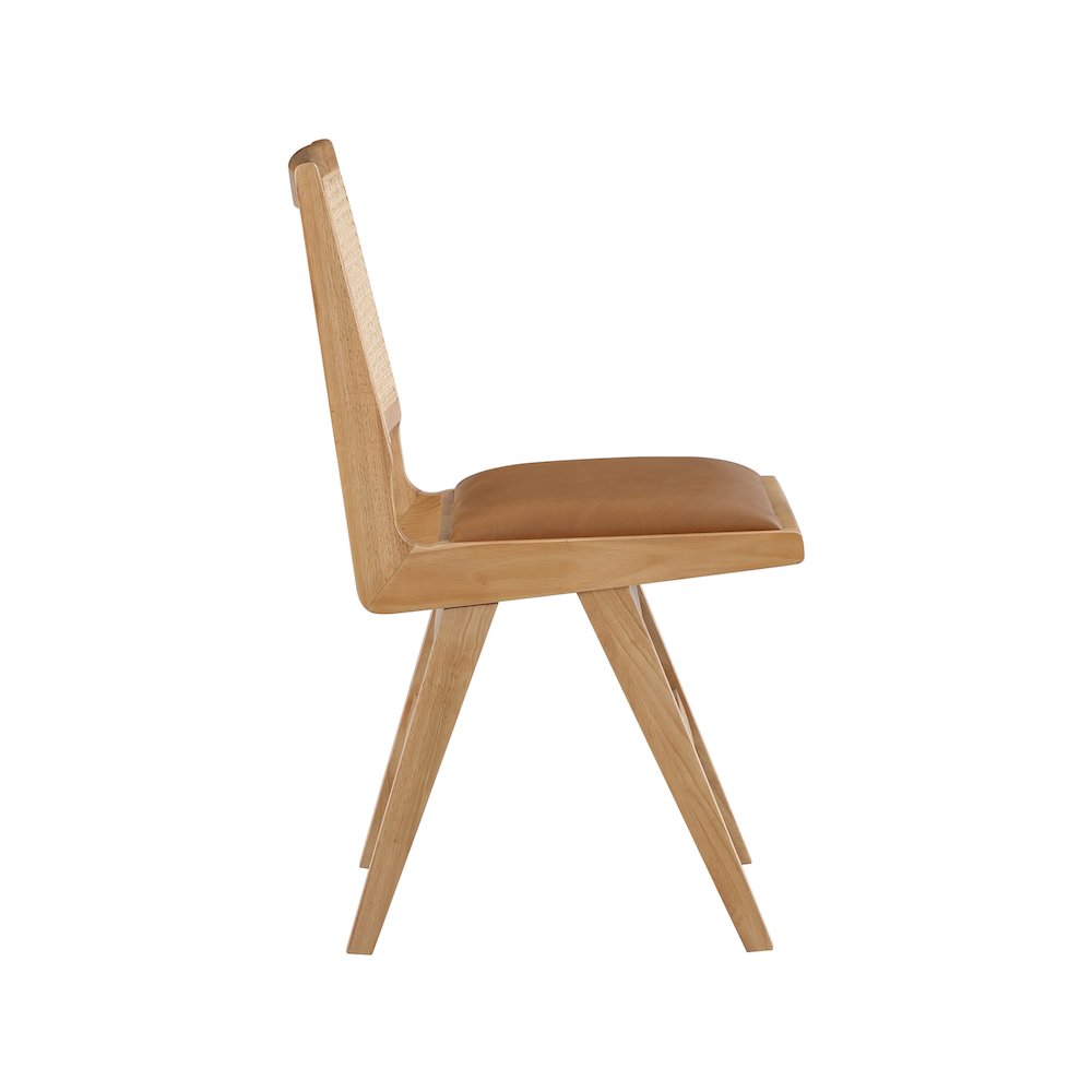 Abby Cognac Vegan Leather Dining Side Chair, Set of 2
