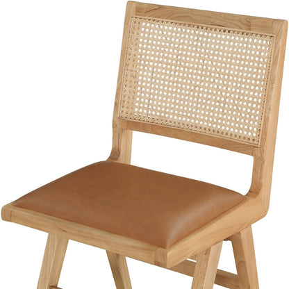 Abby Cognac Vegan Leather Dining Side Chair, Set of 2