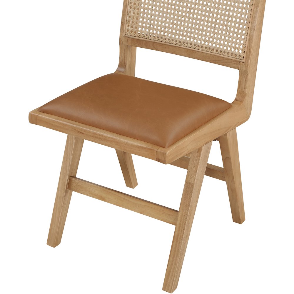 Abby Cognac Vegan Leather Dining Side Chair, Set of 2