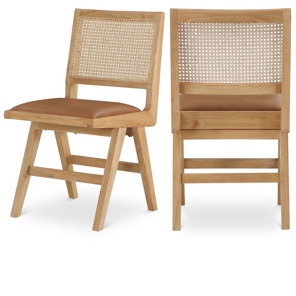 Abby Cognac Vegan Leather Dining Side Chair, Set of 2