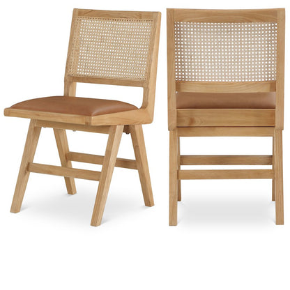 Abby Cognac Vegan Leather Dining Side Chair, Set of 2