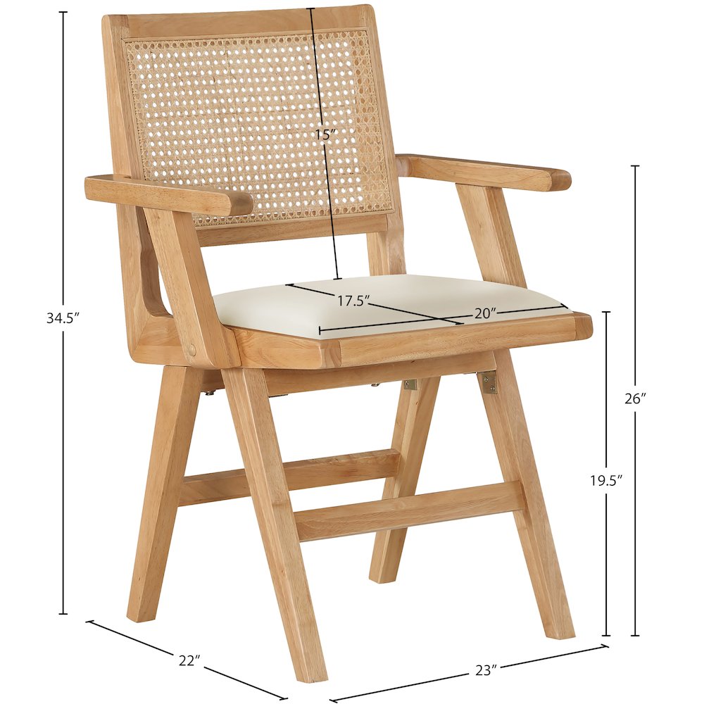 Abby Cream Vegan Leather Dining Arm Chair, Set of 2