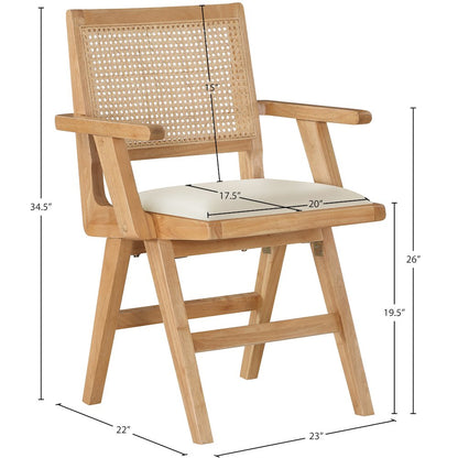 Abby Cream Vegan Leather Dining Arm Chair, Set of 2