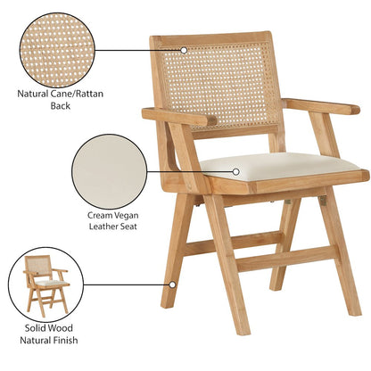 Abby Cream Vegan Leather Dining Arm Chair, Set of 2