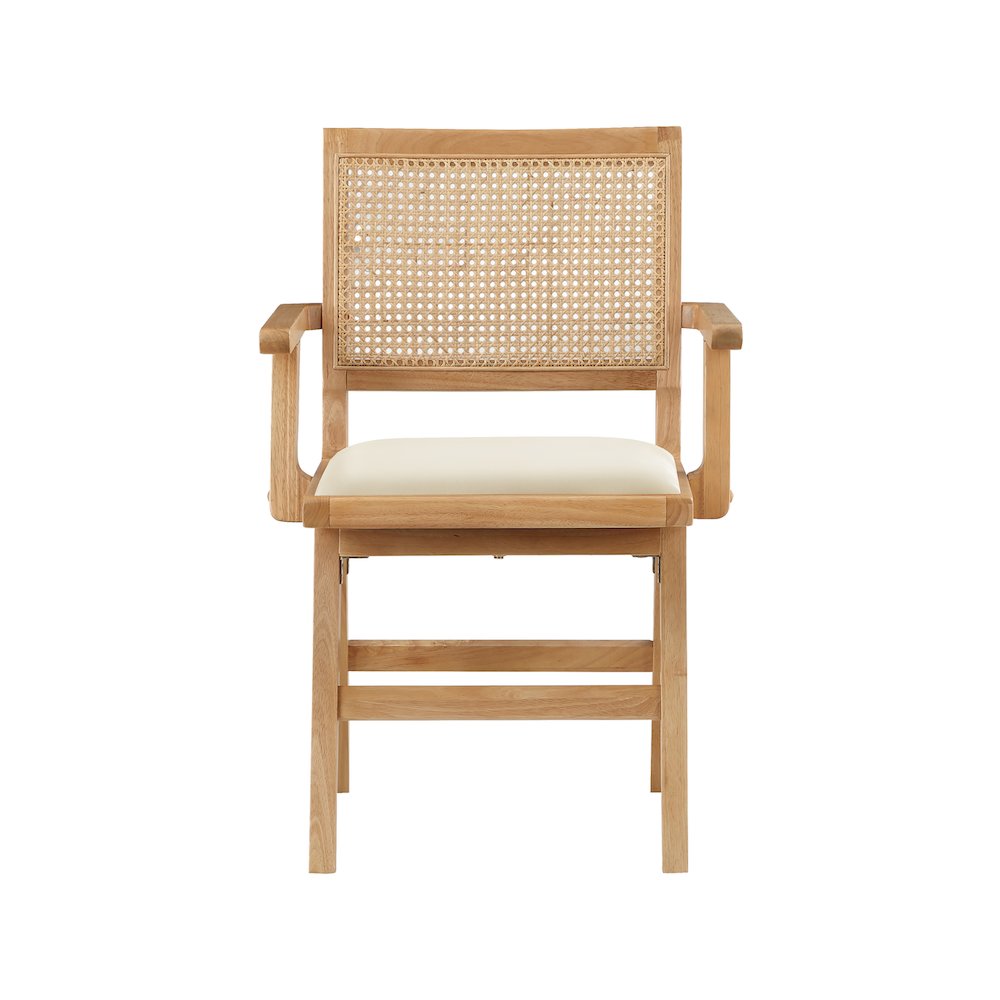 Abby Cream Vegan Leather Dining Arm Chair, Set of 2