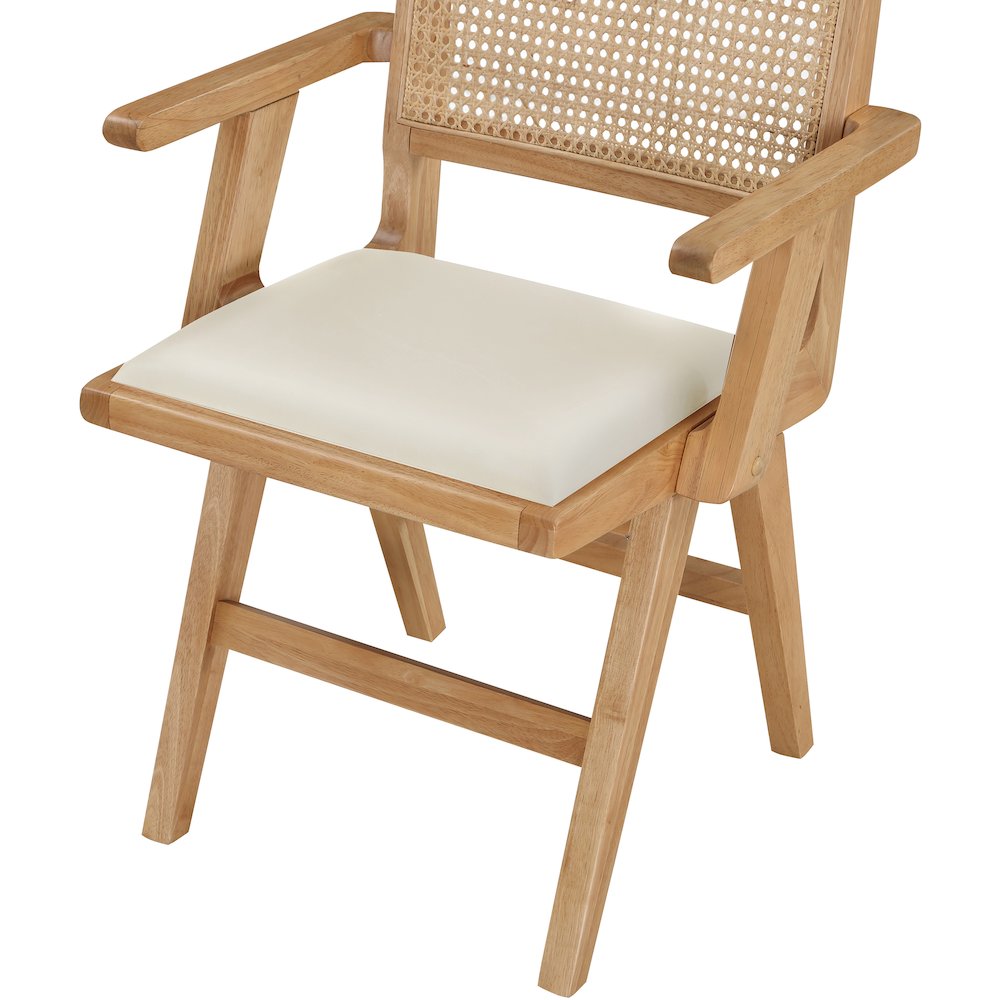 Abby Cream Vegan Leather Dining Arm Chair, Set of 2