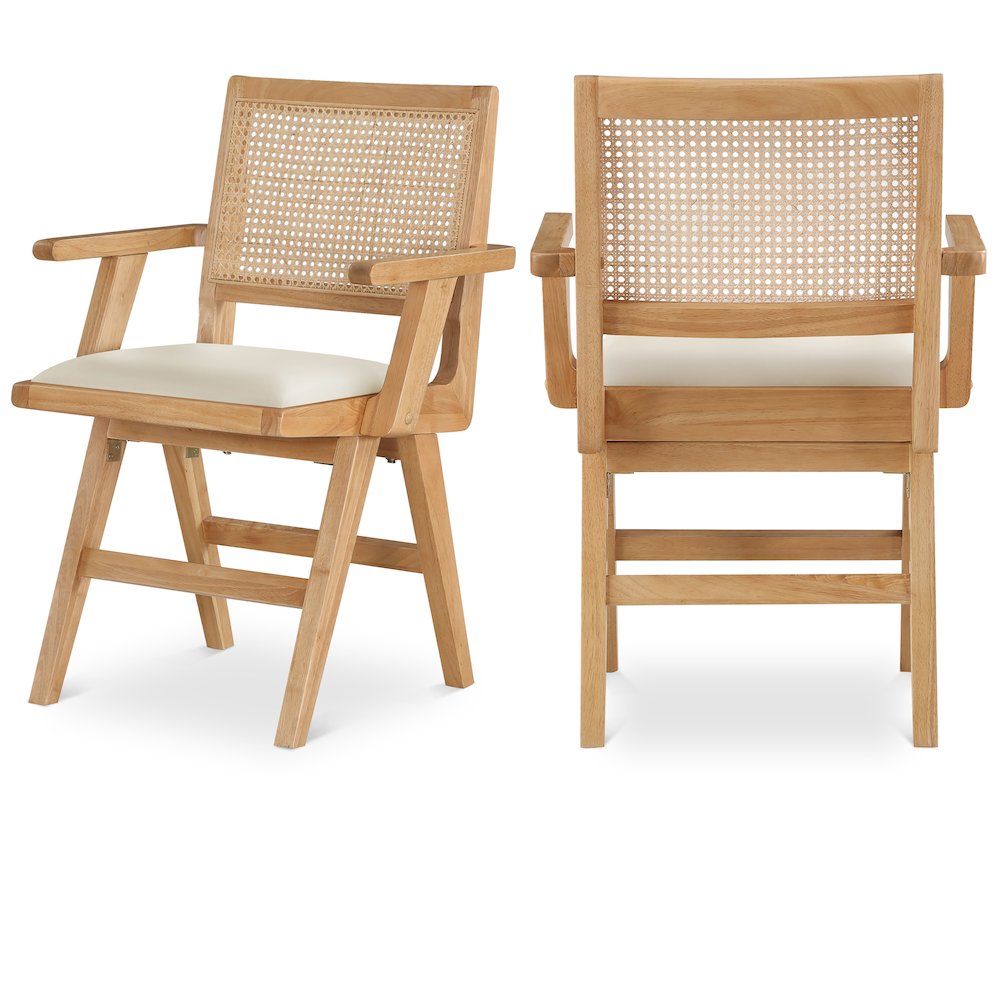 Abby Cream Vegan Leather Dining Arm Chair, Set of 2