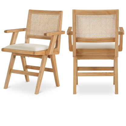 Abby Cream Vegan Leather Dining Arm Chair, Set of 2