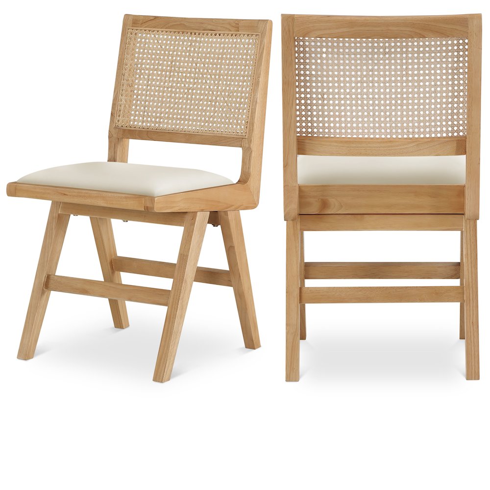 Abby Cream Vegan Leather Dining Side Chair, Set of 2