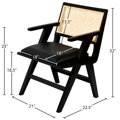 Abby Black Vegan Leather Dining Arm Chair, Set of 2