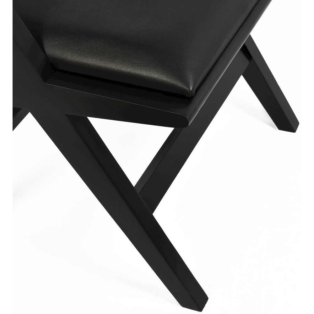 Abby Black Vegan Leather Dining Arm Chair, Set of 2