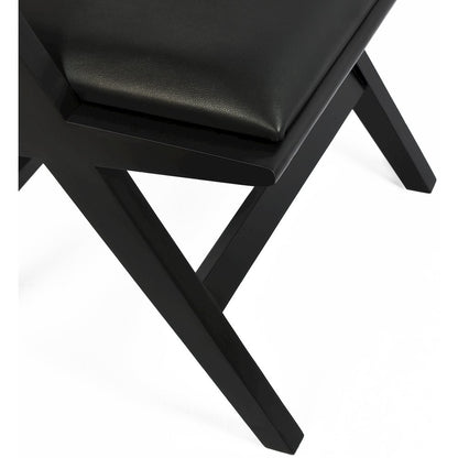 Abby Black Vegan Leather Dining Arm Chair, Set of 2