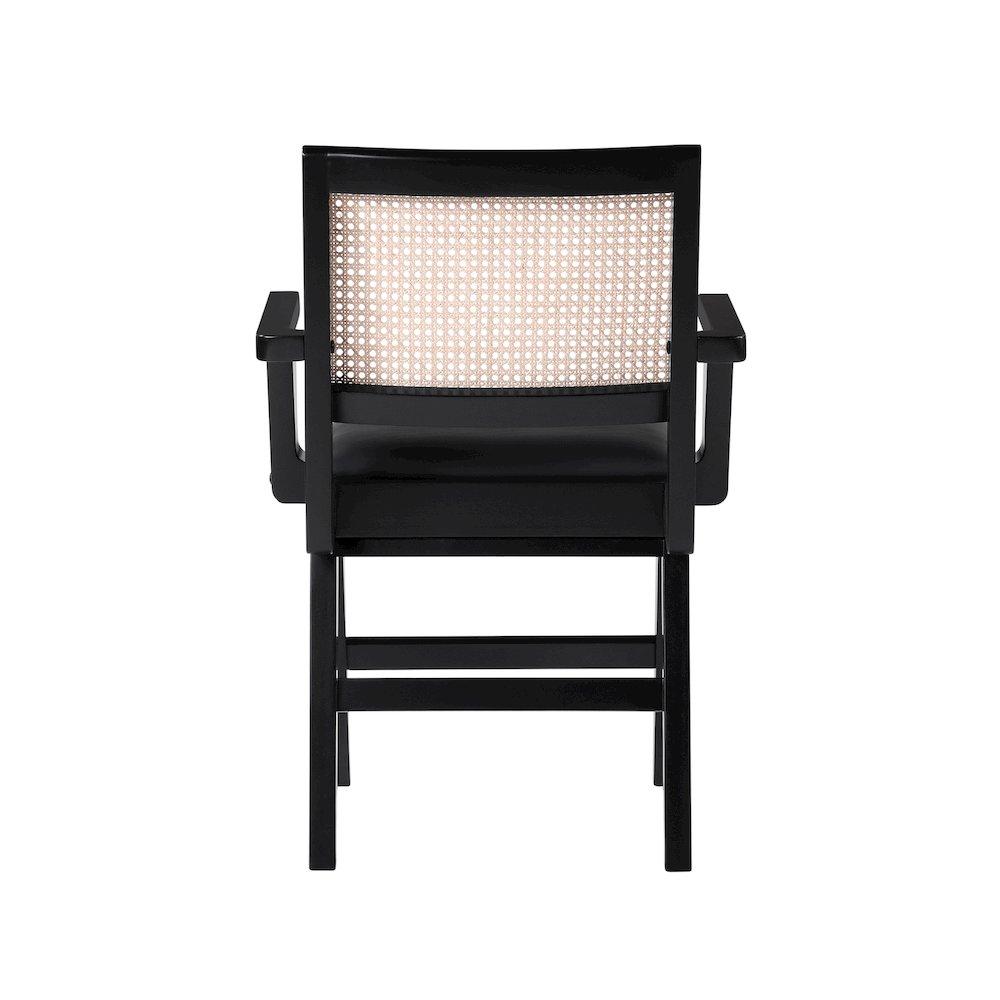 Abby Black Vegan Leather Dining Arm Chair, Set of 2