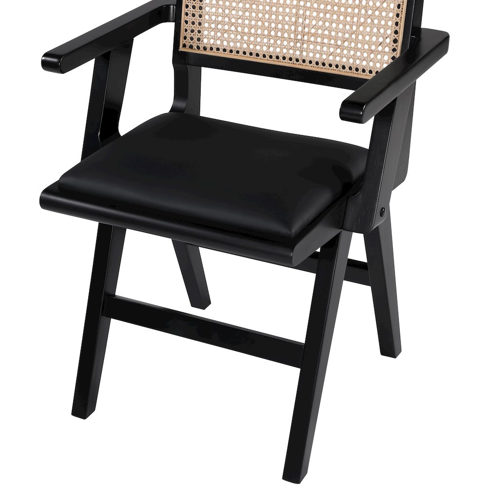 Abby Black Vegan Leather Dining Arm Chair, Set of 2