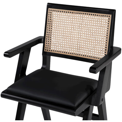 Abby Black Vegan Leather Dining Arm Chair, Set of 2