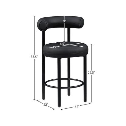 Bordeaux Black Vegan Leather Counter Stool, Set of 2